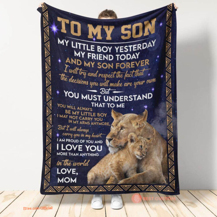 gift for son blanket to my son lion my little boy yesterday my friend - Super King - Ettee