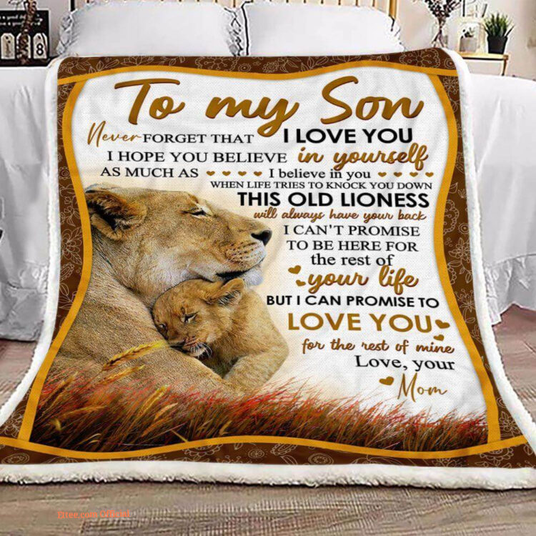 gift for son blanket to my son lion never forget that i love you - Super King - Ettee