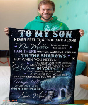 gift for son blanket to my son never feel that u are alone night wolf - Super King - Ettee