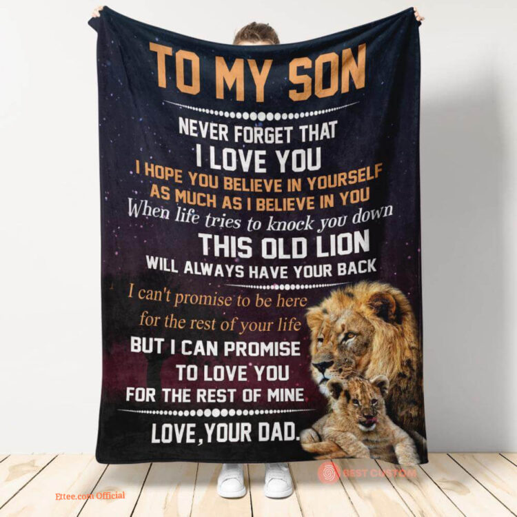 gift blanket to my son this old lion will always have your back - Super King - Ettee
