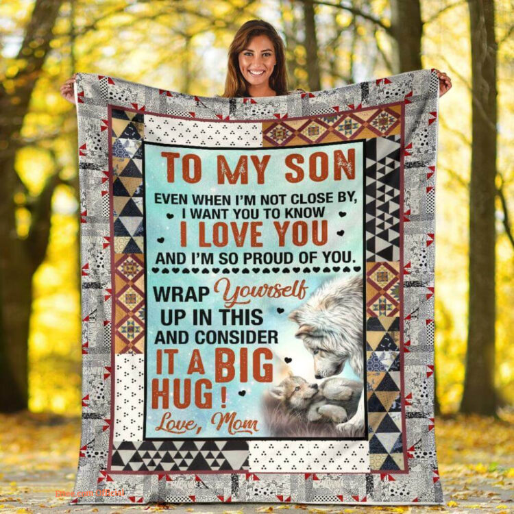 gift for son blanket wolf to my son even i want you to know i love you - Super King - Ettee
