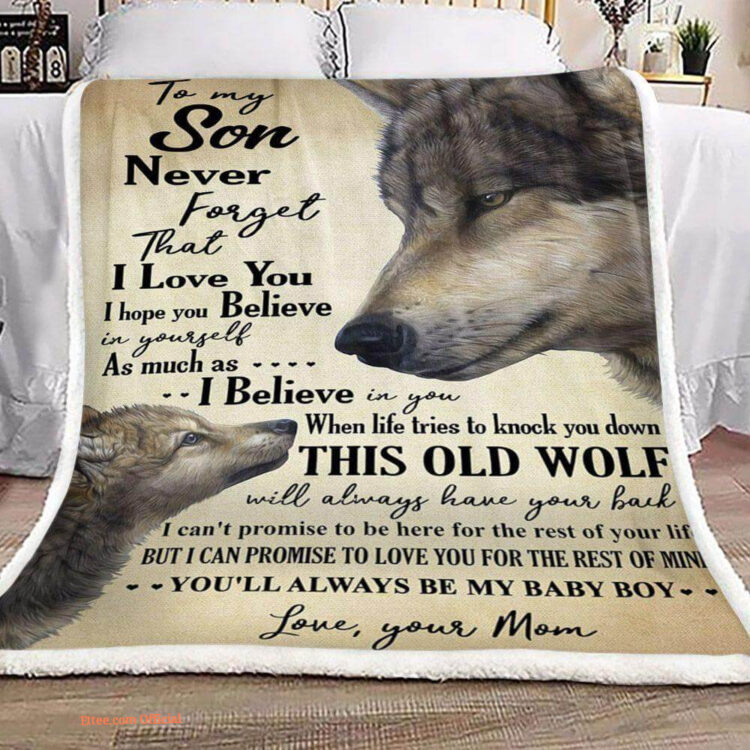 gift for son blanket wolf to my son never forget that i love you - Super King - Ettee