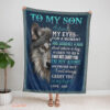 to my son from dad wolf i closed my eyes fleece blanket - Super King - Ettee