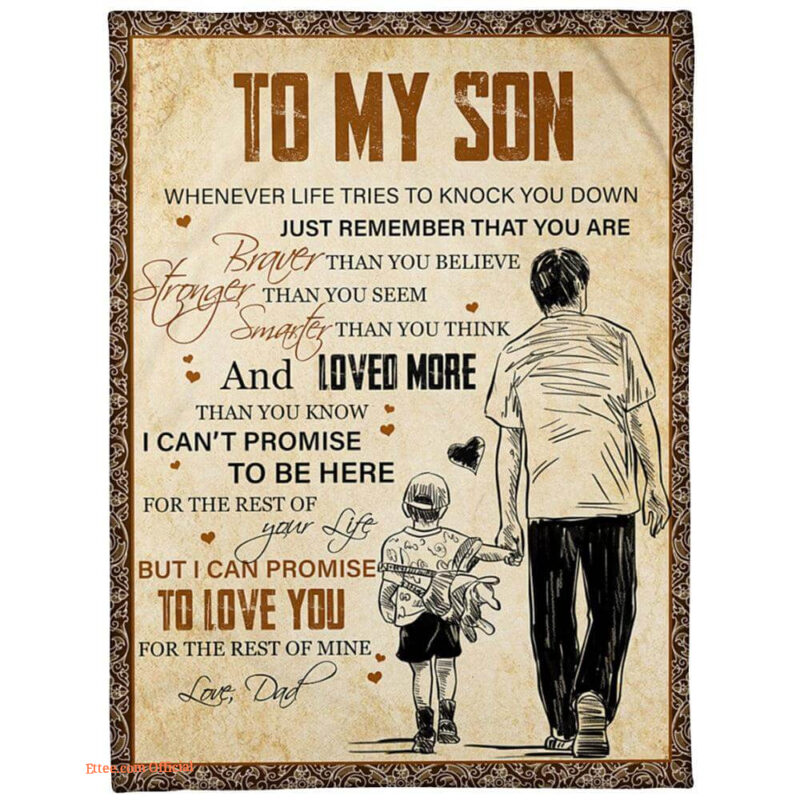 to my son whenever life tries to knock you down vintage blanket - Super King - Ettee