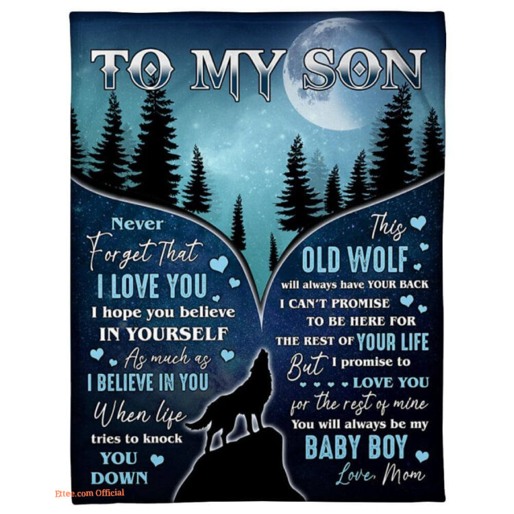 to my son wolf baby boy fleece blanket home decor - Super King - Ettee
