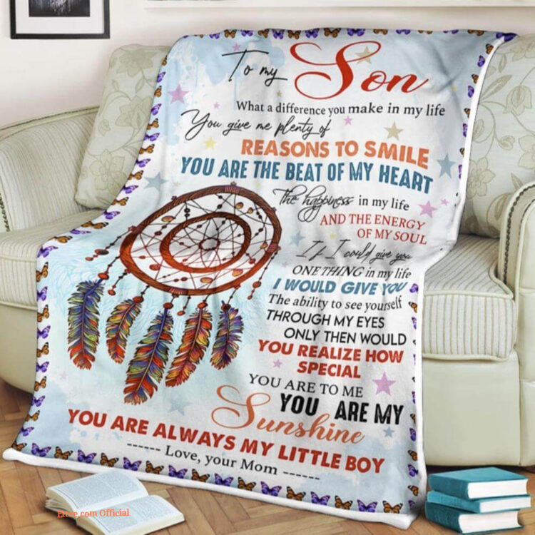to my son you are the beat of my heart dream catcher blanket - Super King - Ettee