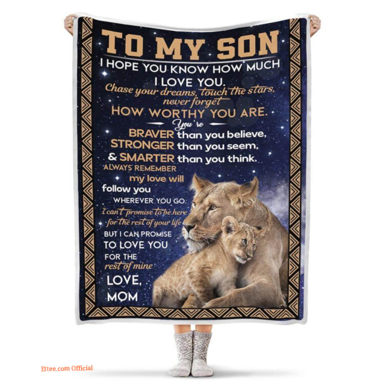 to my son youre braver stronger smarter than you think lion blanket - Super King - Ettee