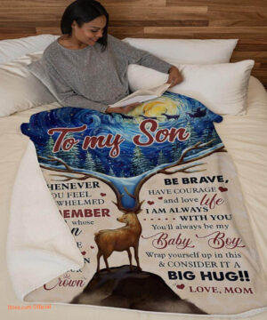 whenever u feel overwhelmed deer mom to son fleece blanket - Super King - Ettee