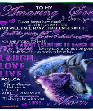 wolf to my amazing mom follow your dreams believe in your self blanket - Super King - Ettee