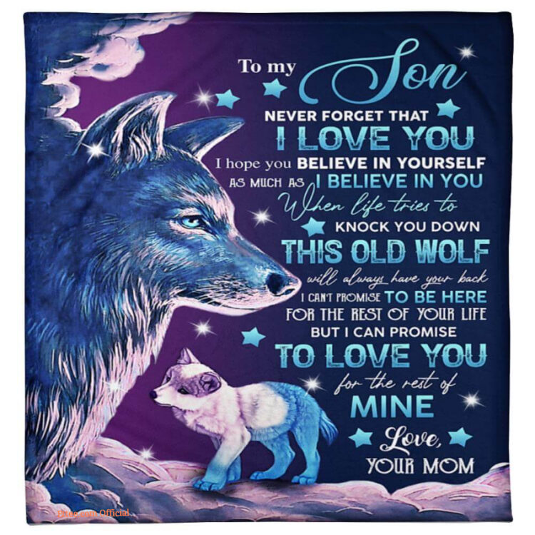 wolf to my son fleece blanket knock you down this old wolf - Super King - Ettee