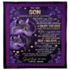 wolf to my son from mom good luck my son purple blanket - Super King - Ettee