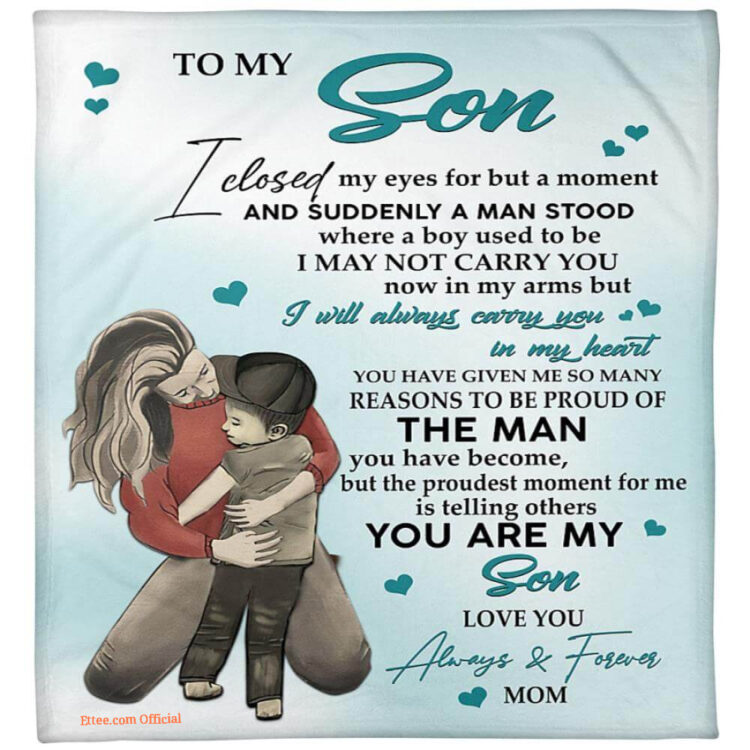 you are my son fleece blanket lovely gift for son from mom - Super King - Ettee