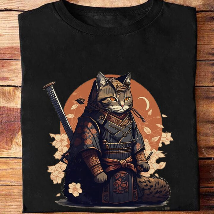 Funny Samurai Cat Vintage T-Shirt - Unique Gift for Cat Lovers - Ettee - cat lovers