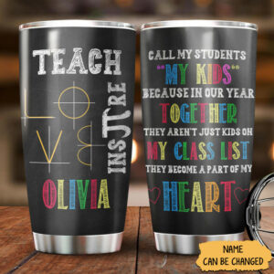 Personalized 20oz Tumblers for Math Teacher, Back To School Gifts for Women, Teach Love Inspire Slogan - ettee.com - Ettee - Inspire Slogan