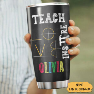 Personalized 20oz Tumblers for Math Teacher, Back To School Gifts for Women, Teach Love Inspire Slogan - ettee.com - Ettee - Inspire Slogan