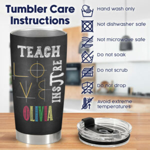 Personalized 20oz Tumblers for Math Teacher, Back To School Gifts for Women, Teach Love Inspire Slogan - ettee.com - Ettee - Inspire Slogan