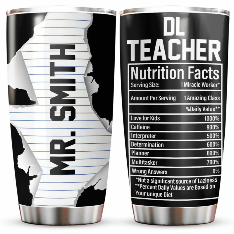 Custom DL Teacher 20oz Tumbler - Back to School Gift - Personalized Teacher Appreciation - Ettee Clothing - Ettee - 20oz Tumblers