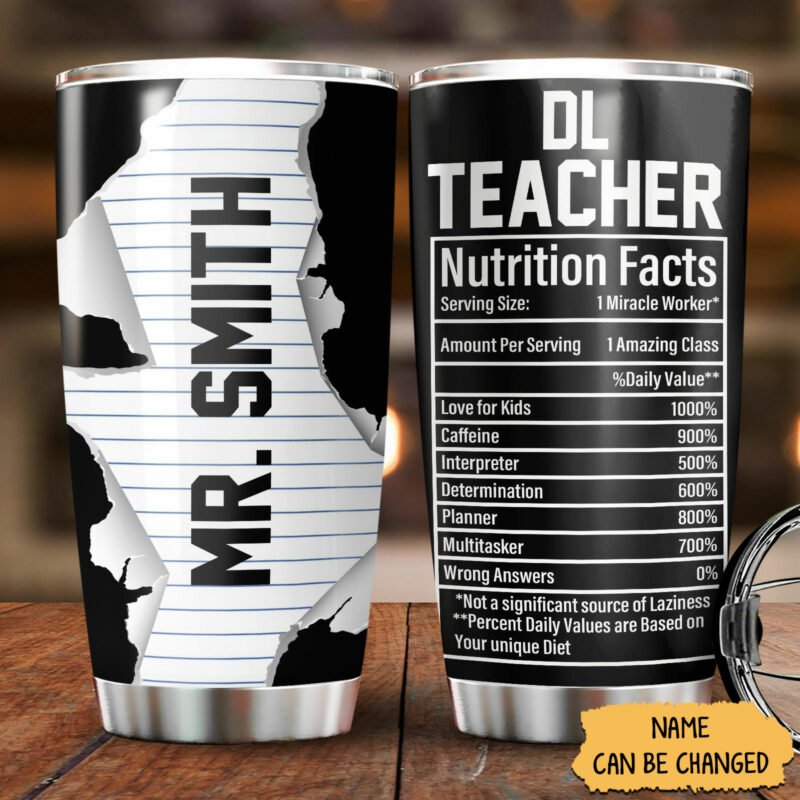 Custom DL Teacher 20oz Tumbler - Back to School Gift - Personalized Teacher Appreciation - Ettee Clothing - Ettee - 20oz Tumblers